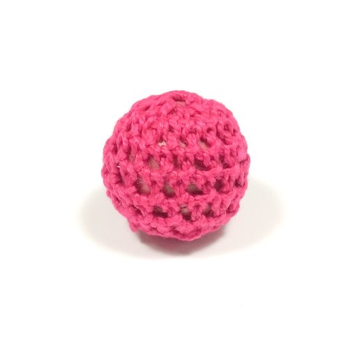 1 perle au crochet 21 mm en fil de coton rose