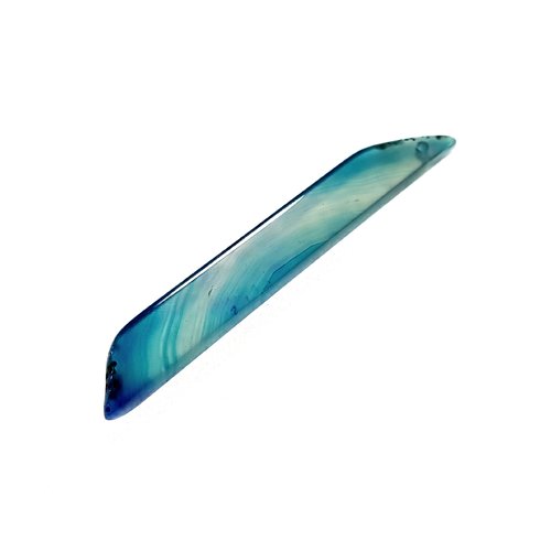 Pendentif baton en agate bleu petrole 73 mm