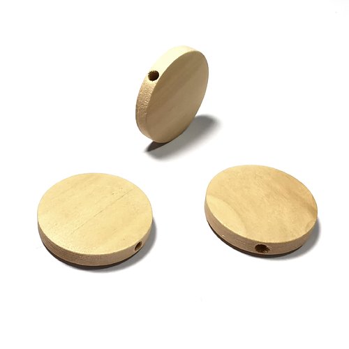 10 perles disques en bois brut 20 mm