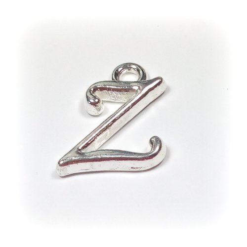1 breloque alphabet lettre z métal argenté