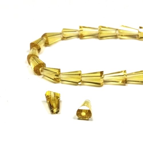 20 perles mini gouttes cones en verre 6 mm x 3 mm jaune ambré