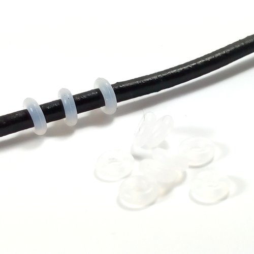 50 perles anneaux en silicone blanc translucide 6 mm