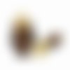 1 pompon en suédine marron 37 mm cloche doré