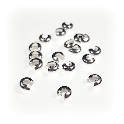 20 perles caches noeud en métal argenté clair 4 mm