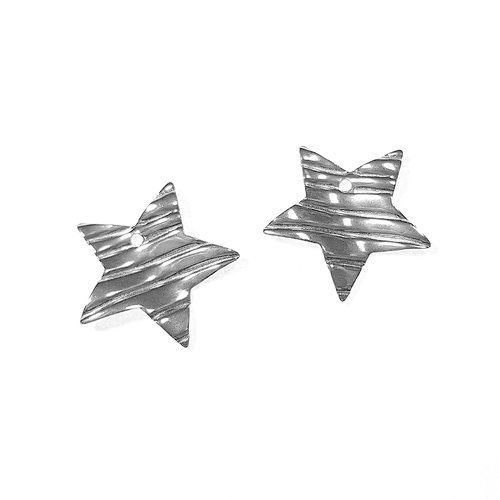 4 breloques pendentifs étoiles acier inoxydable 19 x 15 mm