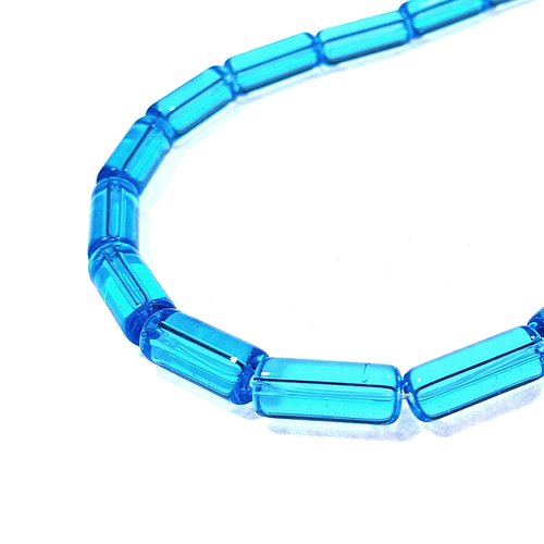20 perles tubes de verre 15 mm x 6 mm turquoise
