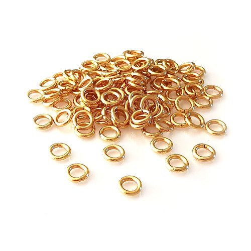 50 anneaux de jonction acier inoxydable doré 4mm x 0.8mm