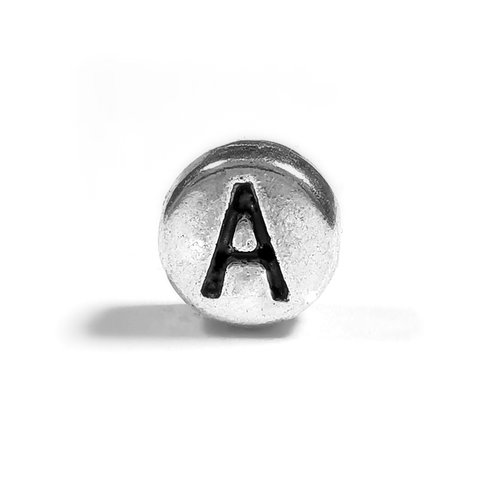 Perle lettre a perle alphabet palet en métal 7mm x 4mm