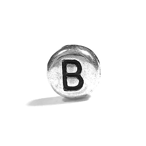 Perle lettre b perle alphabet palet en métal 7mm x 4mm