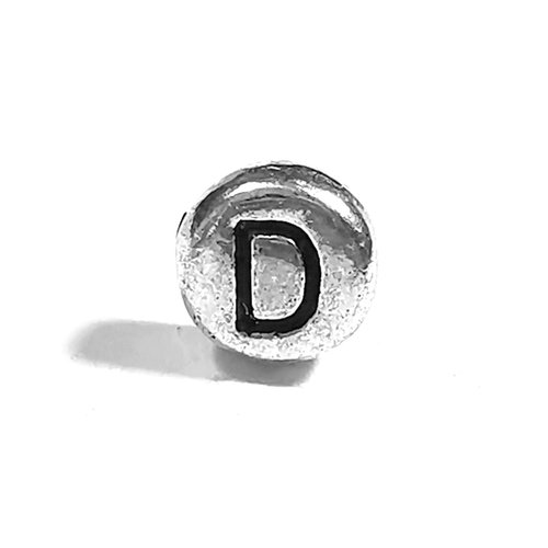 Perle lettre d perle alphabet palet en métal 7mm x 4mm