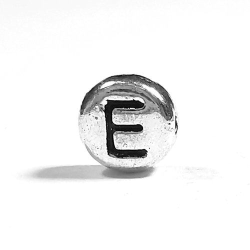 Perle lettre e perle alphabet palet en métal 7mm x 4mm