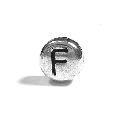 Perle lettre f perle alphabet palet en métal 7mm x 4mm