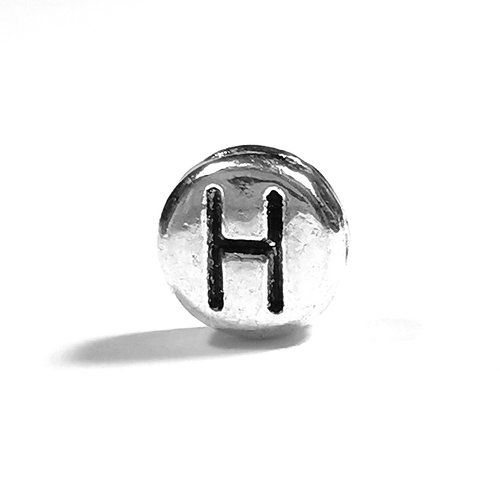 Perle lettre h perle alphabet palet en métal 7mm x 4mm