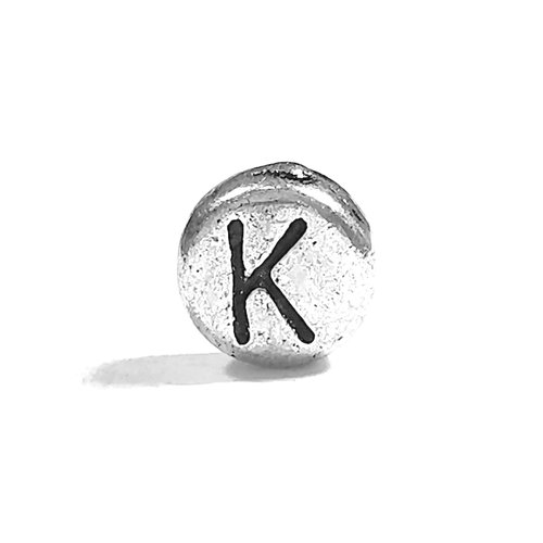 Perle lettre k perle alphabet palet en métal 7mm x 4mm