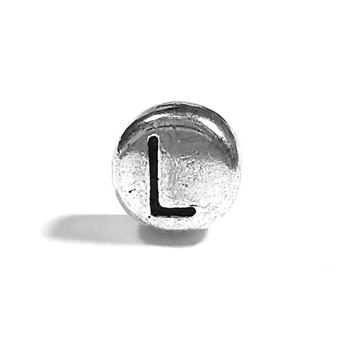 Perle lettre l perle alphabet palet en métal 7mm x 4mm