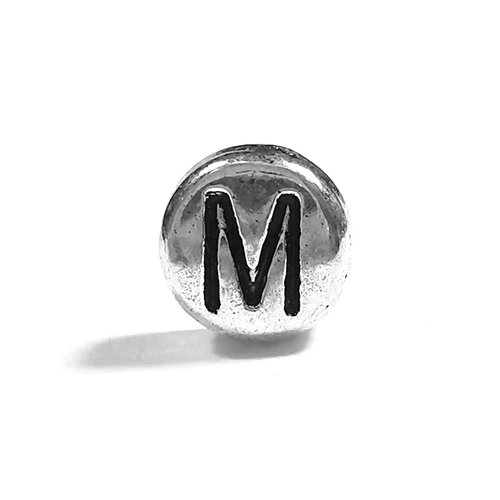 Perle lettre m perle alphabet palet en métal 7mm x 4mm