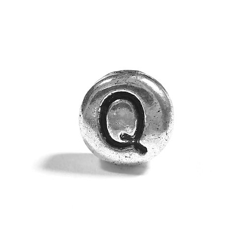 Perle lettre q perle alphabet palet en métal 7mm x 4mm