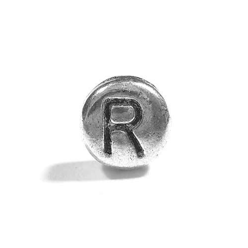 Perle lettre r perle alphabet palet en métal 7mm x 4mm