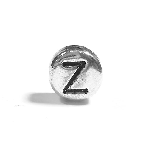 Perle lettre z perle alphabet palet en métal 7mm x 4mm
