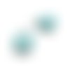 Pendentifs sequins émaillés (x2) breloques oeil de la chance turquoise et blanc