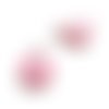Pendentifs sequins émaillés (x2) breloques oeil de la chance rose et blanc