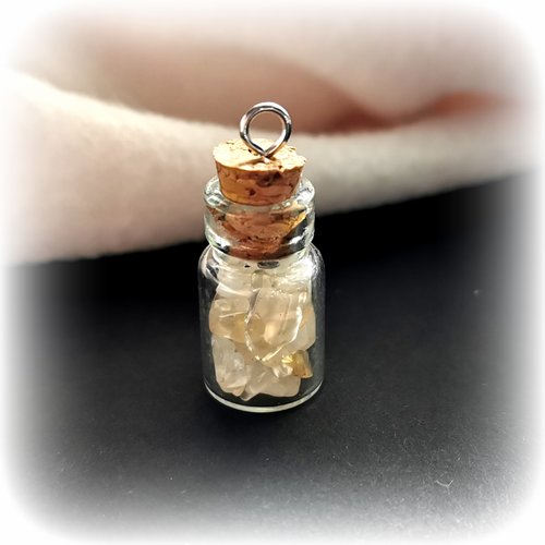 Mini fiole en verre remplie de pierre naturelle citrine pendentif 22 mm
