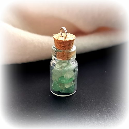Mini fiole en verre remplie de pierre naturelle aventurine pendentif 22 mm