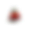 Pendentif 3d cloches de noel breloque en métal argenté émaillée rouge 18 mm