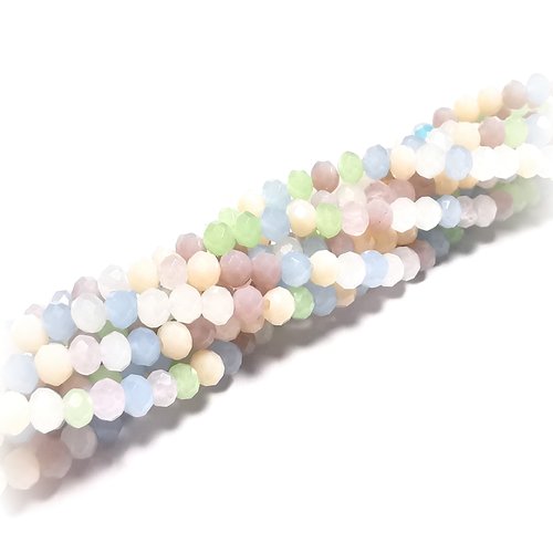 Perles en verre à facettes perles abaque 3 mm x 2.5 mm mix pastel ( x 180 )