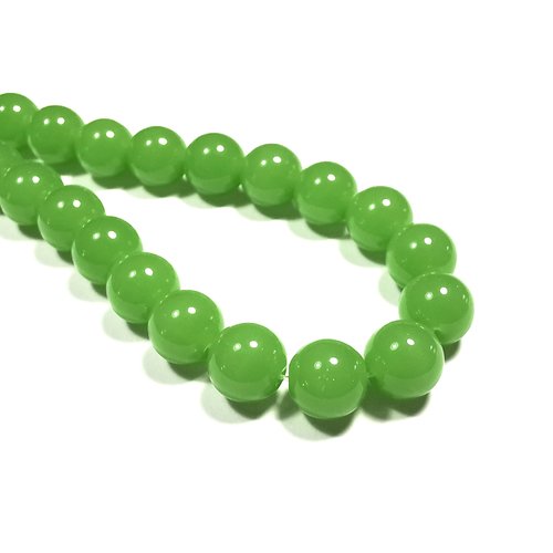 Perles en verre rondes et lisses 10 mm vert jade ( x 32 )