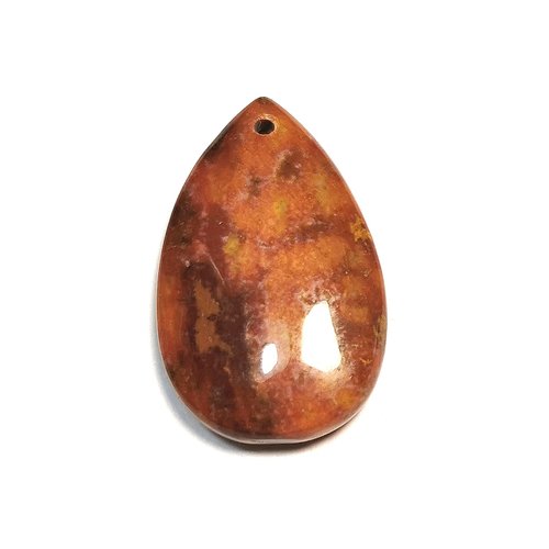 Pendentif goutte en pierre jaspe rouge 35 mm x 22 mm