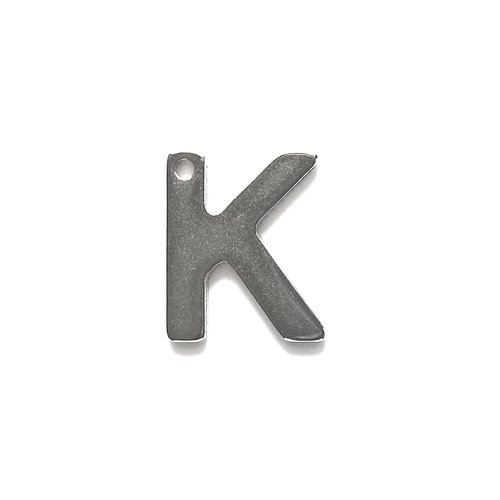 1 breloque lettre initial acier inoxydable k