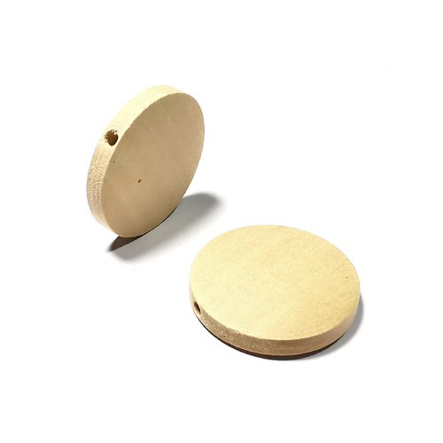10 perles disques en bois brut 25 mm