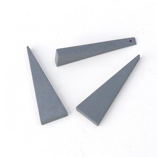 4 pendentifs triangle en bois gris 41 mm