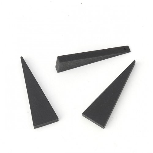 4 pendentifs triangle en bois noir 41 mm
