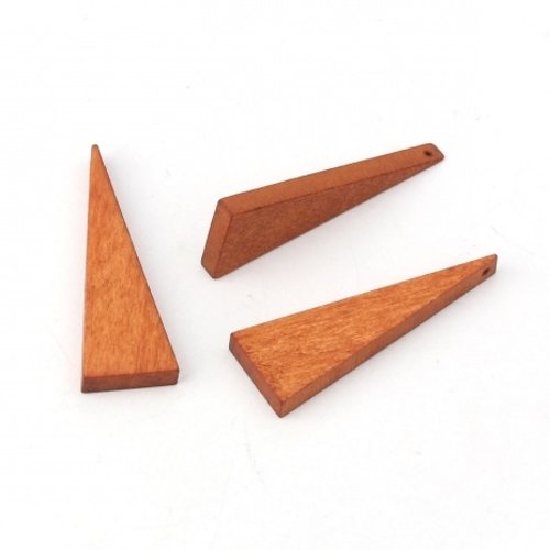 4 pendentifs triangle en bois orange 41 mm