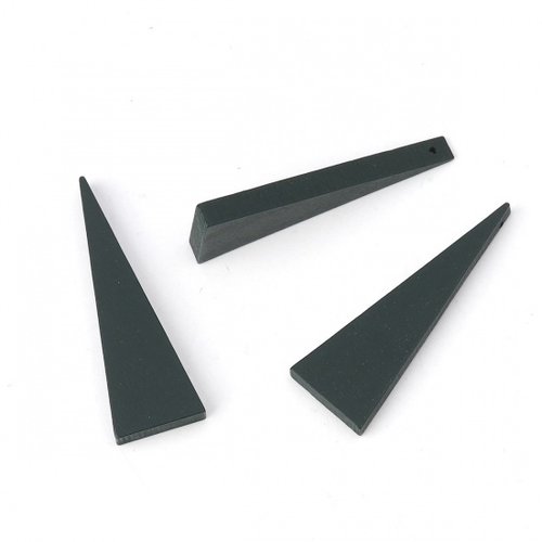 4 pendentifs triangle en bois vert foncé 41 mm