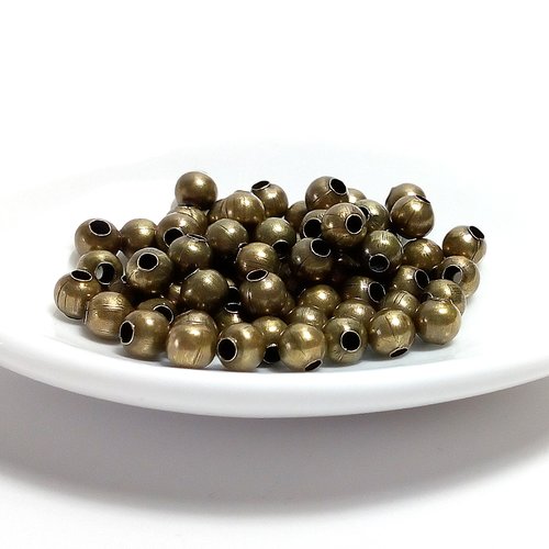 50 petites perles en métal bronze 4 mm