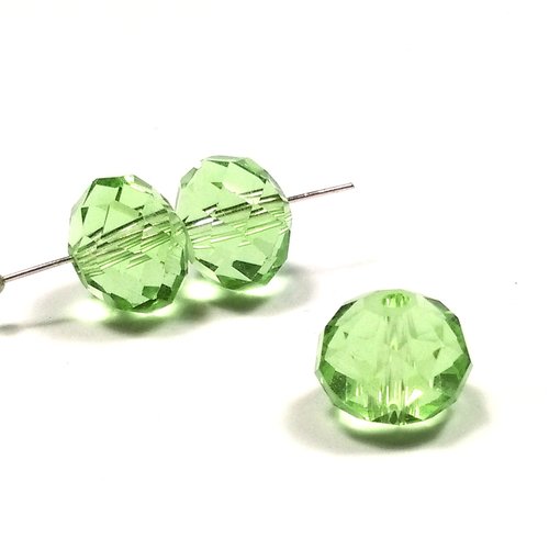 10 perles rondelles a facettes 10 mm vert clair