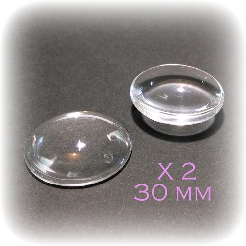 2 domes cabochon loupe rond 30 mm
