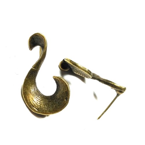 10 clous d'oreilles fantaisie volute 22 mm bronze antique