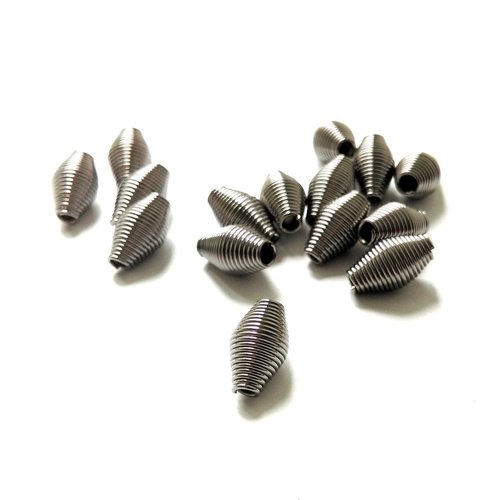 200 perles toupies ressort en métal gunmétal 12 mm