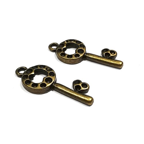 5 breloques clef en métal bronze 31 mm
