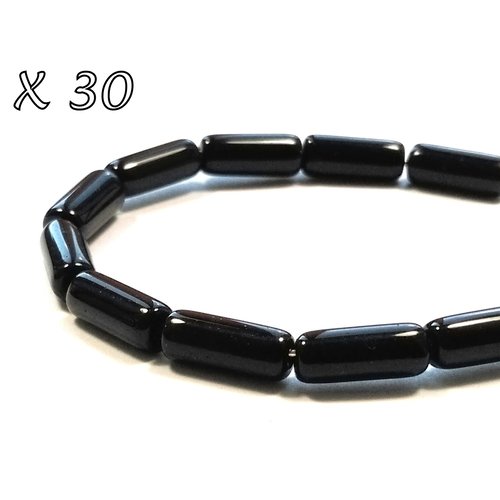30 perles tubes de verre 10 mm x 4 mm noir