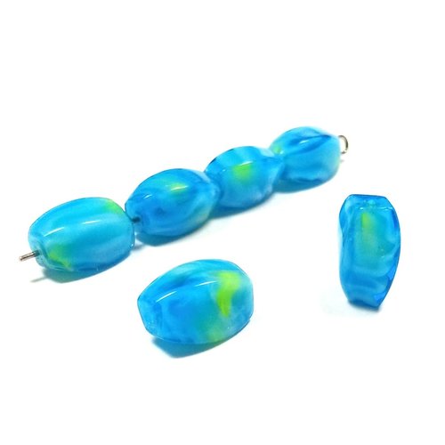 10 perles verre carré vrillé turquoise 13x7mm /