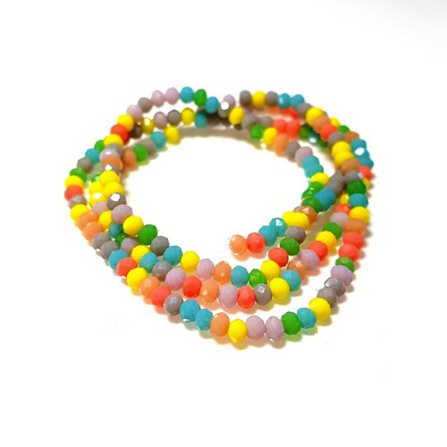 180 perles abaques en verre à facettes 3 x 2.5 mm couleur variées