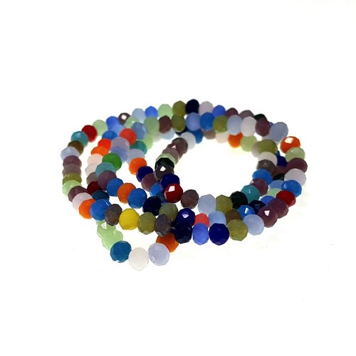 140 perles abaques en verre à facettes 3.5 x 2 mm couleur variées
