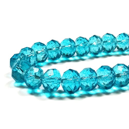 20 perles en verre a facettes, perles abaques 8 mm turquoise