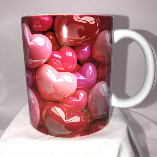 Mug saint valentin coeurs 3d gonflés