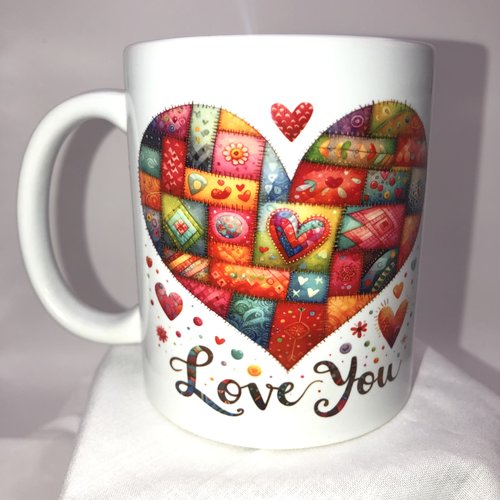Mug saint valentin coeur patchwork